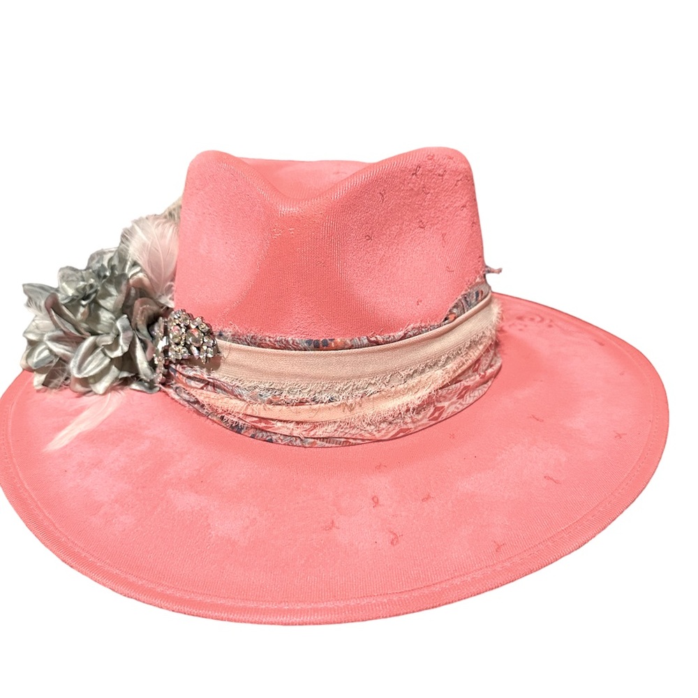 Breast Cancer SURVIVOR hand crafted rancher hat fedora